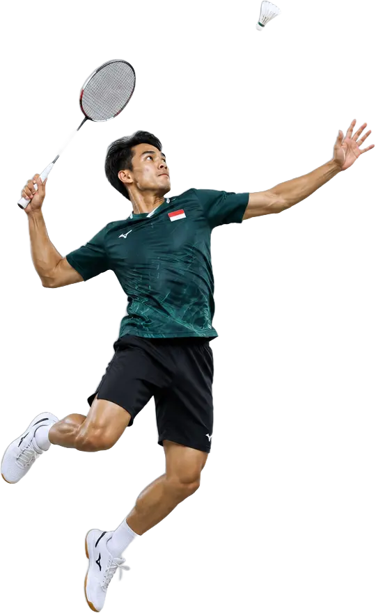 Pemain badminton melompat smash